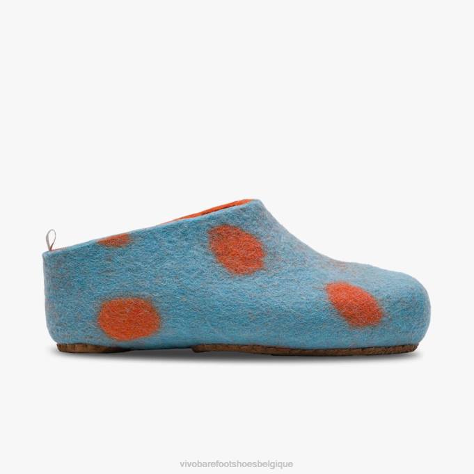 Vivobarefoot pantoufle en feutre mim enfants enfants B0X2225 aqua orange