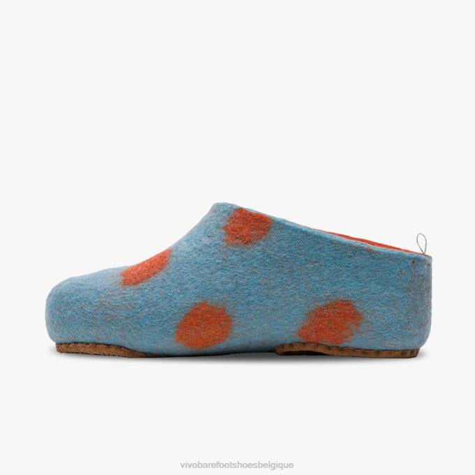 Vivobarefoot pantoufle en feutre mim enfants enfants B0X2225 aqua orange