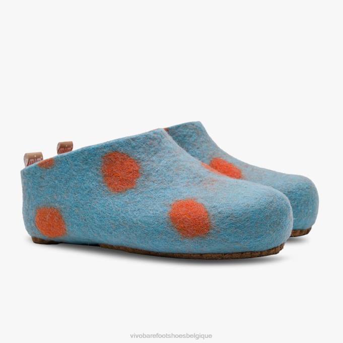 Vivobarefoot pantoufle en feutre mim enfants enfants B0X2225 aqua orange