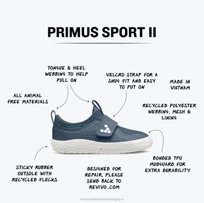Vivobarefoot primus sport ii tout-petits enfants B0X2158 indigo
